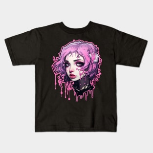 Pink Cyber Goth Girl Bubblegum Kids T-Shirt